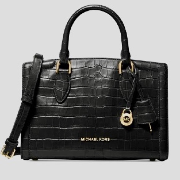 DETAILS
NWT Michael Kors Zoe Embossed Leather
Medium Satchel Handbag Black - Picture 1 of 6